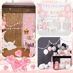 SmoothNovelty 2 Pack Large Pom Poms Garland Hanging Winter Decorations Colorf…
