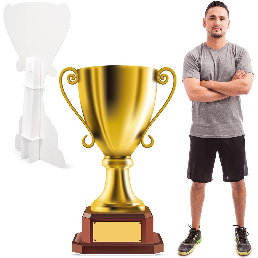 3.9 ft Large Golden Award Trophy Party Signs Decoration Sports Cardboard Cuto…