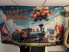 Train Happy Birthday Banner 71X43 Inch Transportation Birthday Party Decorations