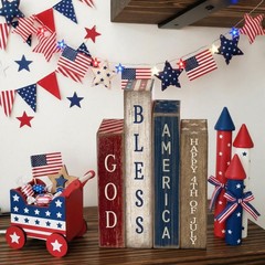 4 Pcs Patriotic Table Decorations Glod Bless American 4th of July Tiered Tray…
