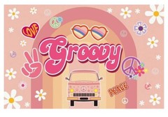 Groovy Boho Party Backdrop , Daisy and 50 Count Goodie Bags For One Year Old