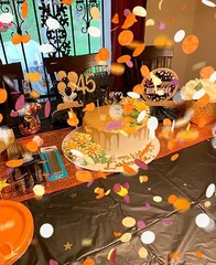 Maroon Orange Pumpkin Confetti for Fall Birthday Graduation Table Decor