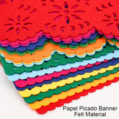 2 Pieces Mexican Party Decorations Papel Picado Banners, Felt Day of the Dead Co