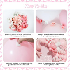 Coquette Birthday Decorations, 149 Pcs Pink and White Bow Balloon Garland Arch K