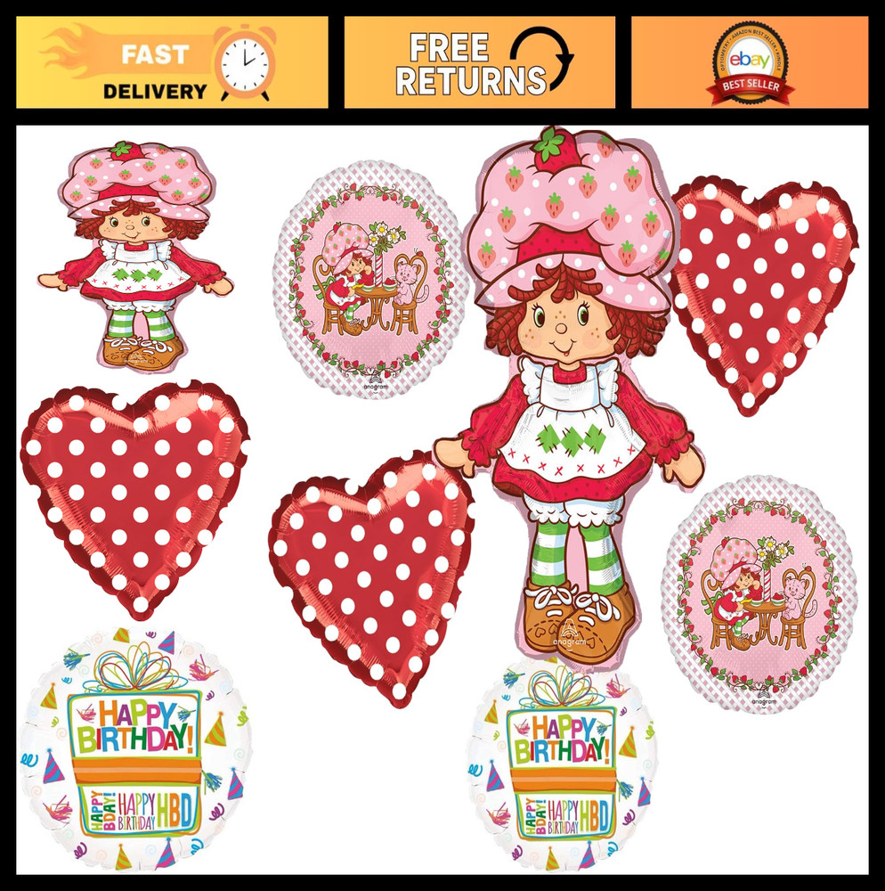 Strawberry Shortcake Jumbo Balloon Bouquet – Birthday Party Supplies & Decoratio