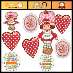 Strawberry Shortcake Jumbo Balloon Bouquet – Birthday Party Supplies & Decoratio