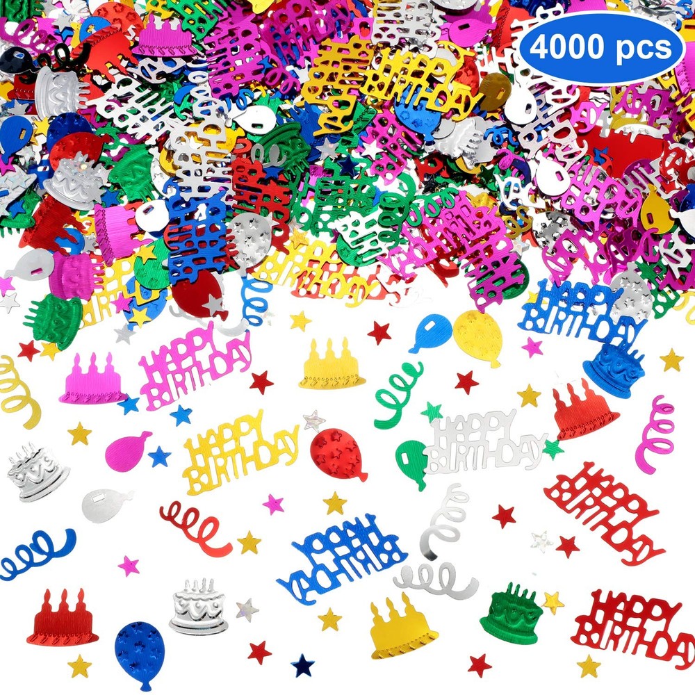 4000 Pieces Happy Birthday Confetti Multi-color Foil Confetti Decoration Scat…