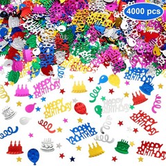 4000 Pieces Happy Birthday Confetti Multi-color Foil Confetti Decoration Scat…