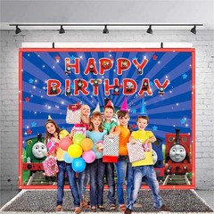 Thomas Train Party Decorations Backdrop Banner Poster Vinyl Birthday Gift