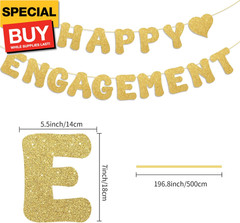 Adecortallk Glitter Happy Engagement Banner Engagement Party Decorations Engaged