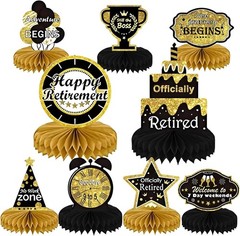 Retirement Party Decorations Centerpieces Black Gold 9pcs for Table Festive E…