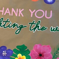 Handpainted Teacher Appreciation Banner Thai Hawaiian Inspired Tropical Floral