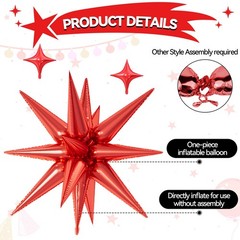 18 Pcs Black Red Star Balloons, Gold Red and Black Balloon with 6 Pcs 22-Inch…