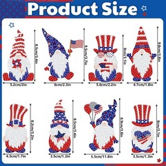 24 Pcs 4th of July Diamond Art Keychains Patriotic Diamond Keychains Memorial Da