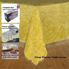 ClearlyElegant: Heavy 1-2 Mil Clear Plastic Party/Dining Pre Cut Tablecloth Roll