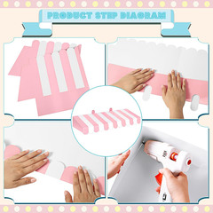 4 Pack Pink Circus Awning Decoration 3D Pink and White Stripe Cardboard Awning B