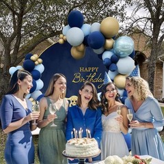 Birthday Party Photo Props Navy Blue Round Backdrop