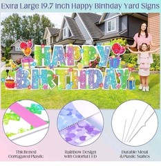 25 Pcs Extra Large 19.7 Inch Happy Birthday Yard Signs with Solar LED Light…