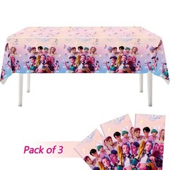 3PCS Waterproof Pink Cartoon Tablecloths – Demon Hunters Birthday Party Supplies