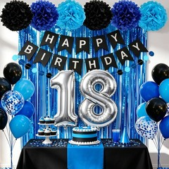 18th Decorations for Boys, 35Pcs Blue Black Happy 18th Decorations Including …