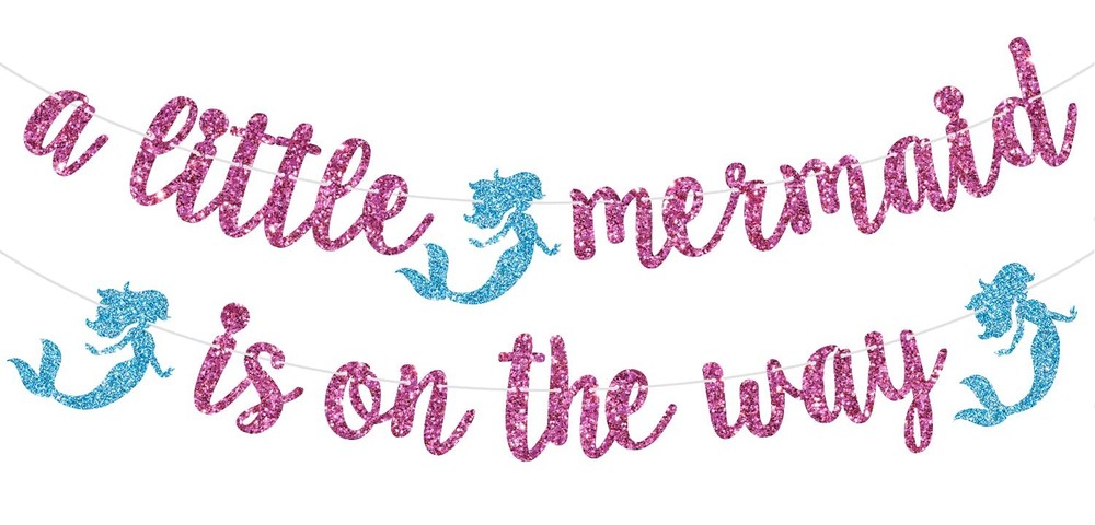 A Little Mermaid is on The Way Banner – Girl Baby Shower Decorations – Under The