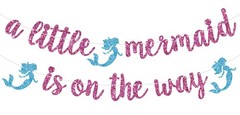 A Little Mermaid is on The Way Banner – Girl Baby Shower Decorations – Under The