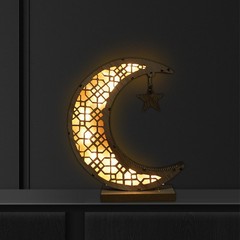 Ramadan Eid Mubarak Moon Castle LED Light Wooden Muslim Islamic Party Decoration