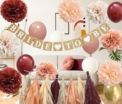 Bridal Shower Decorations Maroon – Fall color Maroon Dusty Burgundy + Peach