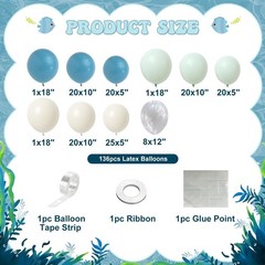 Under the Sea Party Decorations, Dust Green Blue Under the Sea Balloon Garland