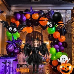 Halloween Balloon Garland Arch Kit 100+pcs Orange and Black Purple green ball…