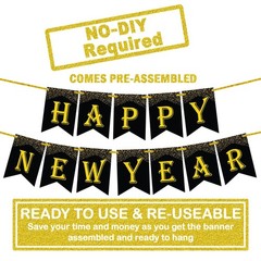 KatchOn, Large Happy New Year Banner 2026-10 Feet, Pre-Strung | Happy New Yea…