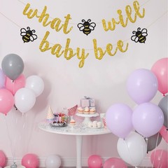 What Will Baby Bee Banner, Bumble Bee Theme Baby Shower Party Decorations, Mo…
