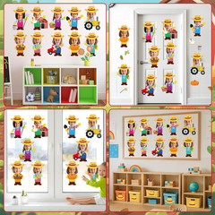 60Pcs Farm Theme Cutouts Farmer with Straw Hat Bulletin Board Decorations Farmer