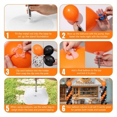 2 Sets Orange Black Balloon Column Stand Kit, 92Pcs Matte & Confetti Latex Ba…