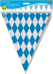 Blue & White Checkered Oktoberfest Theme Party Decoration 12 ft. Pennant Banner