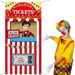 Carnival Circus Theme Party Decorations, Photo Door Banner Ticket Booth Polyeste