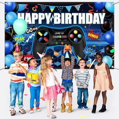 Vibrant Gaming Birthday Backdrop for Perfect Photo Ops – 70.8 x 43.3 Inches
