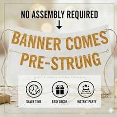 Pre-Strung Funny Bachelor and Bachelorette Party Gold Glitter Banner – Funny …