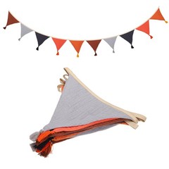 3.1m/10.2ft Fabric Pennant Banner, Pennant Banner Flags, Orange/Grey