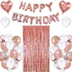 Rose Gold Birthday Party Decorations Set with Rose Gold Happy Birthday Balloo…