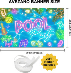 Summer Pool Party Backdrop Glow Swimming Pool Beach Party Decorations Summer Poo