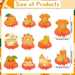 Little Cutie Baby Shower Decorations Orange Party Table Decor 9 PCS