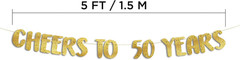 Pre-Strung Cheers to 50 Years Gold Glitter Banner – 50Th Birthday and Anniversar