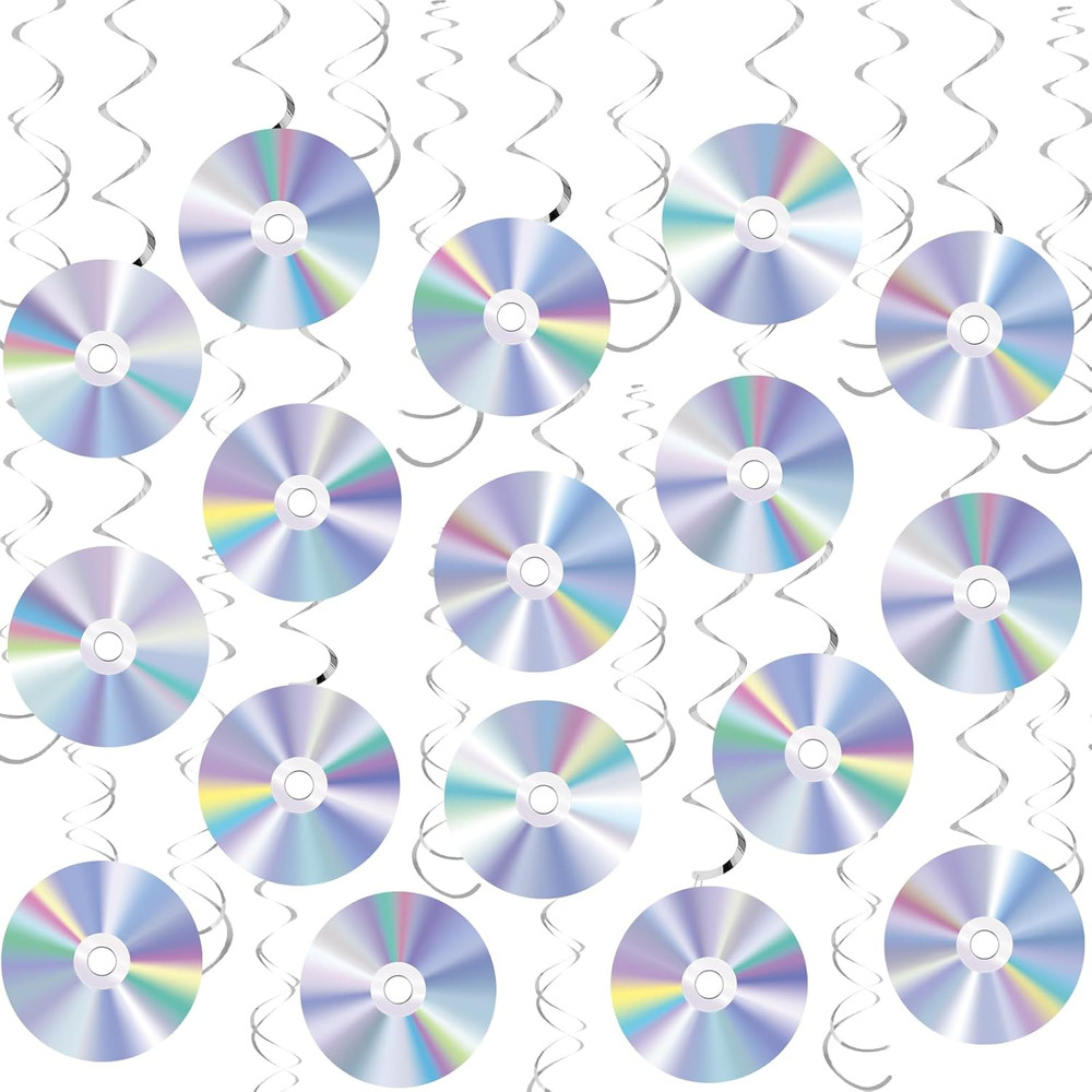 60 Pcs 90S Disco Party Decorations Y2K 2000Stheme Party Hanging Swirls CD Cutout