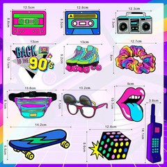 Chinco 48 Pcs 90s Theme Party Decorations Swirls Hanging Birthday Hip Hop