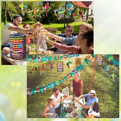 12 Piece Luau Party Decor Set 9.8 ft Hawaiian Tropical Hibiscus Garland Party De