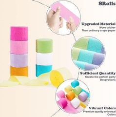 Pastel Birthday Party Decorations Pastel Crepe Paper Streamers 8 Rolls Pastel…