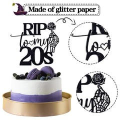 Black Glitter Rip To My 20s Cake Topper 30th Birthday Party Decor Supplies