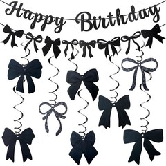 FASOTY Black Bow Birthday Decorations Happy 52 inches,