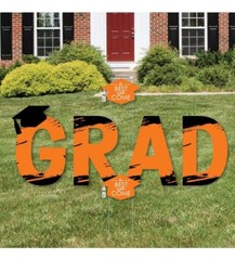 Big Dot of Happiness Orange Graduation Party Yard Signs Outdoor